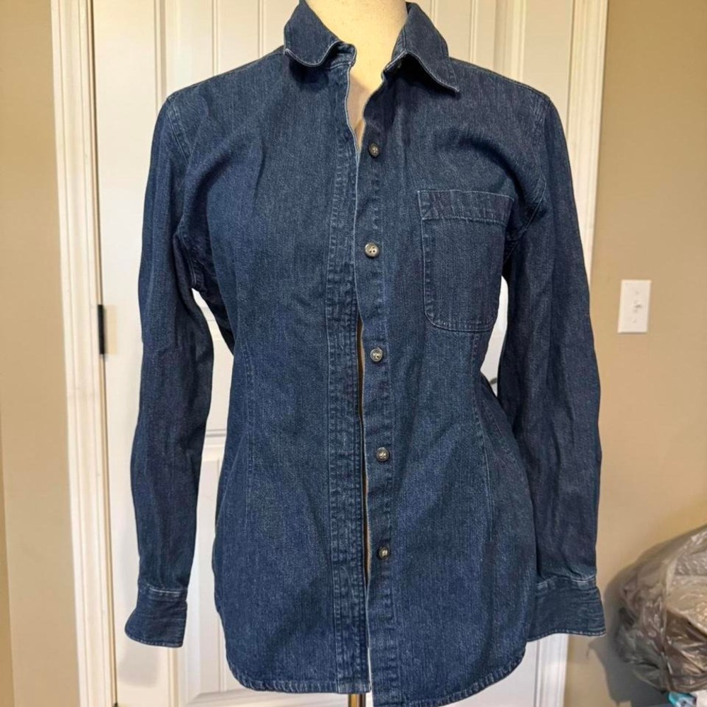 Telluride Clothing Co Denim Shirt Women Medium Blue Long Sleeve Button Up Cotton